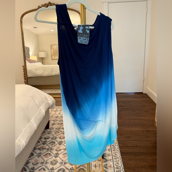Young Fabulous & Broke YFB Blue Ombré Sleeveless Tunic Dress Cover Up- Medium - Picture 1 of 7
